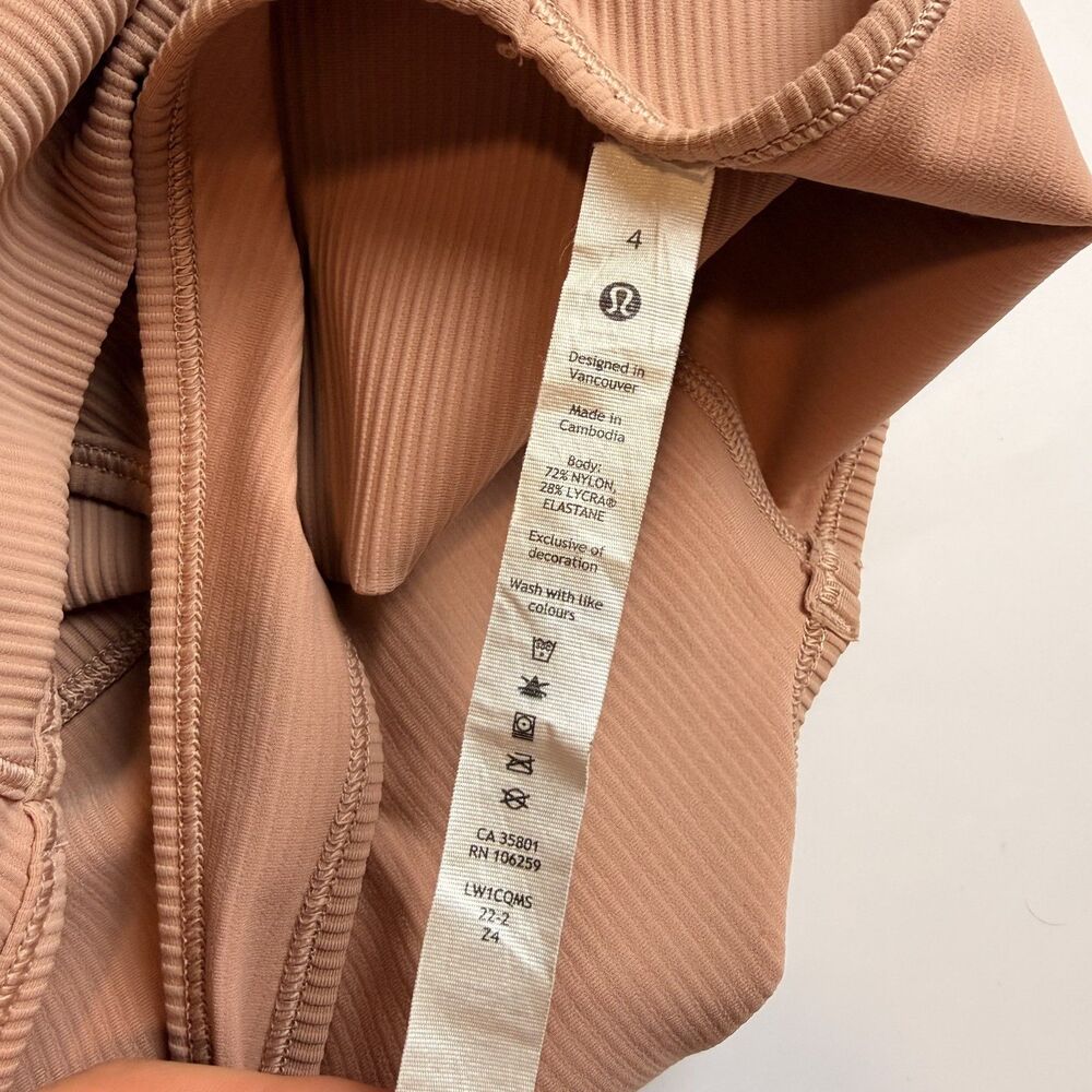 Lululemon Power Pivot Ribbed Cropped Tank Top Nude Size 4 Pink Clay - Picture 11 of 12